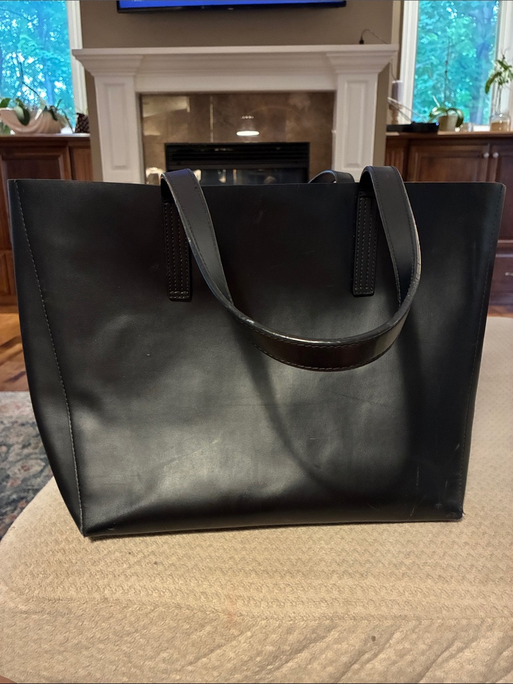 J. Crew Black Leather Shoulder Tote